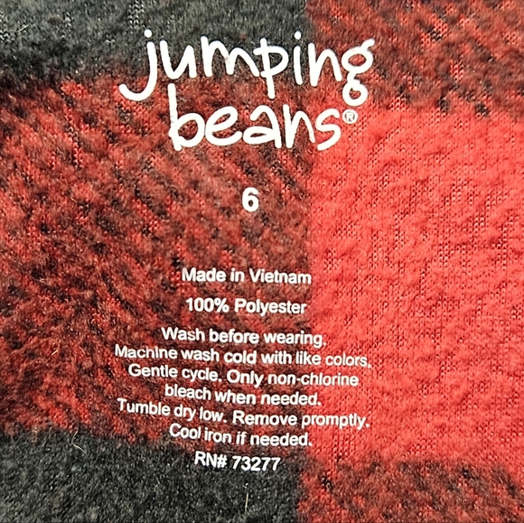 JUMPING BEANS Buffalo Plaid Pullover Fleece Flannel Shirt- Kids Size Youth 6 - Picture 4 of 4